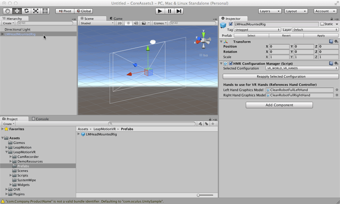 VR Setup — Leap Motion Unity SDK v2.3 documentation