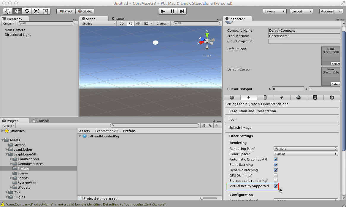 VR Setup — Leap Motion Unity SDK v2.3 documentation