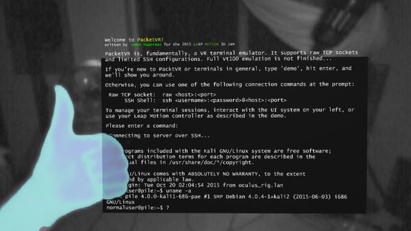 Finally getting my @LeapMotion #3dJam entry's UX going! It will be more than just a terminal. 3D data API up next! https://t.co/WlZFalDYqq