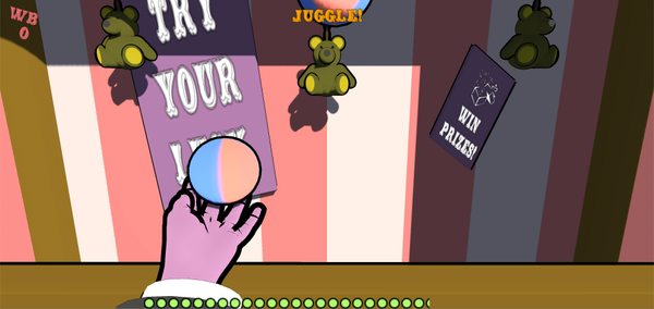 Juggling! My carnival style @LeapMotion #3DJam entry this year #indiedev #gamedev #screenshotsaturday https://t.co/s3UDz73ygS